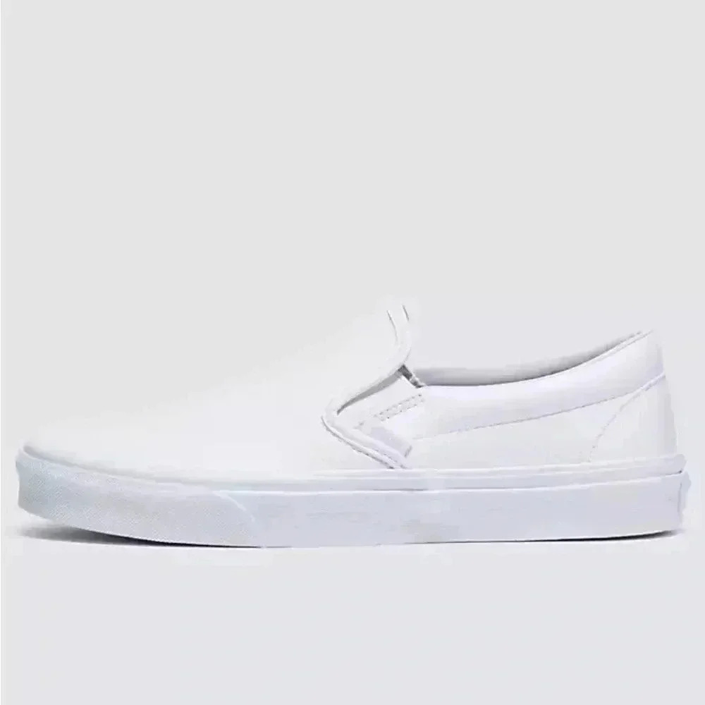 Vans White Unisex Classic Slip-On Tumble Canvas Shoe Size (Men